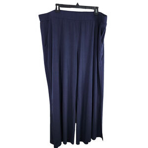 G.I.L.I. Womens Jetsetter Side Slit Pants 2XP Blue Wide Pull On Pockets A353516